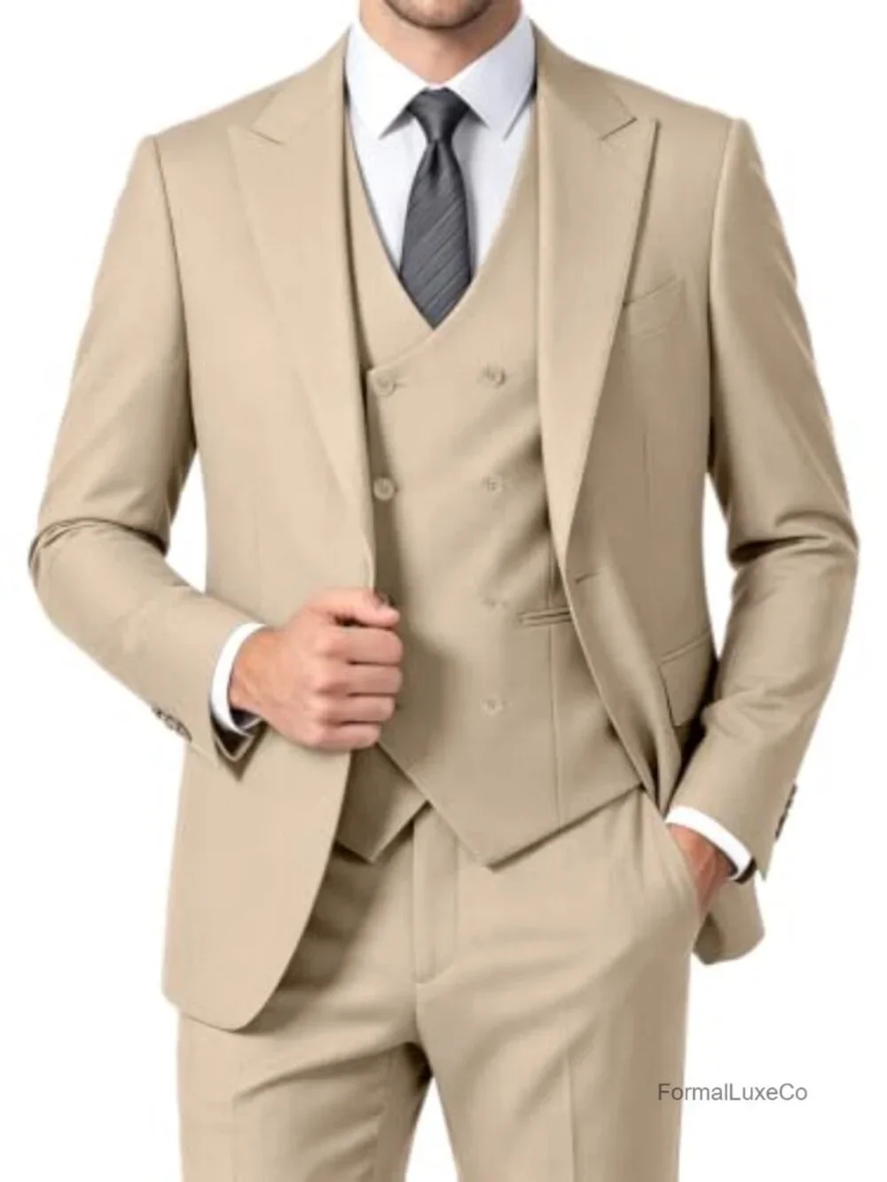 Men's 3-Piece Slim Fit Suit Set Double Breasted Wedding Tuxedo